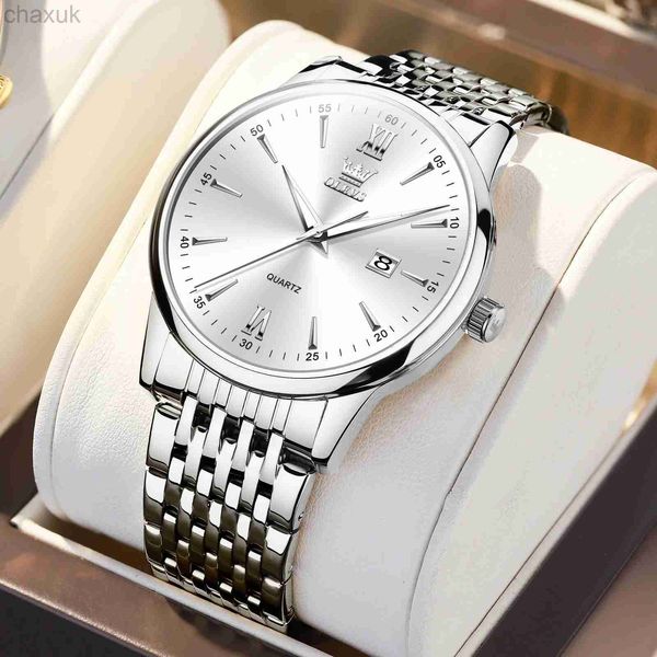 Armbanduhr Olevs High-End Luxury Watch für Männer Edelstahl Mode Original Herren Uhren Geschenk Top Brand Man Quarz Armbanduhr 2023 New D240417