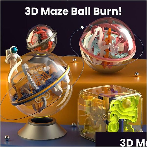 Caixas Armazenamento 3D Puzzle Ball Maze Toy Children Challenge Obstacle Game Labyrinth Montessori NCE Treine Labinence 230922 Drop Delivery Otlck