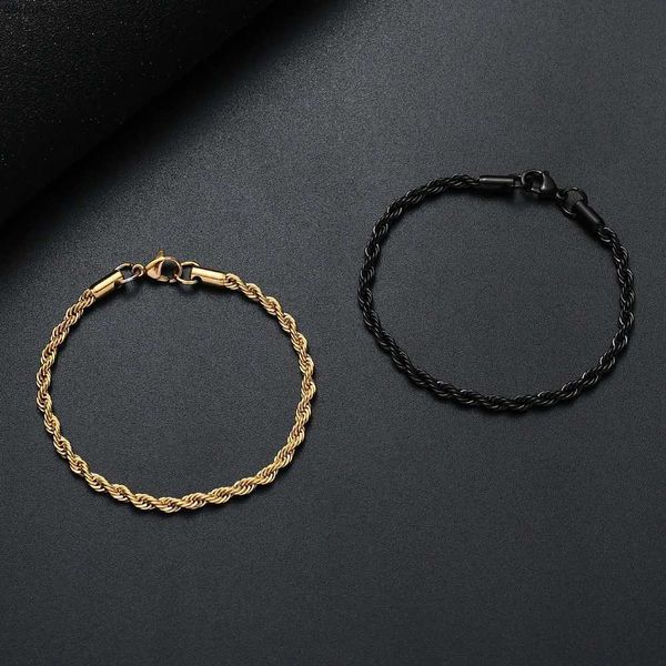 Bangle Wholesale Preço 316L Aço inoxidável Bracelete de corrente de corda Twisted Golden Twisted para homens e mulheres Jewelryl240417