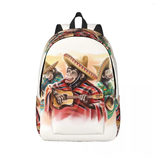 Rucksack Laptop einzigartige lustige Affen in mexikanischer traditioneller Kleiderschule Langlebige Student Boy Girl Travel