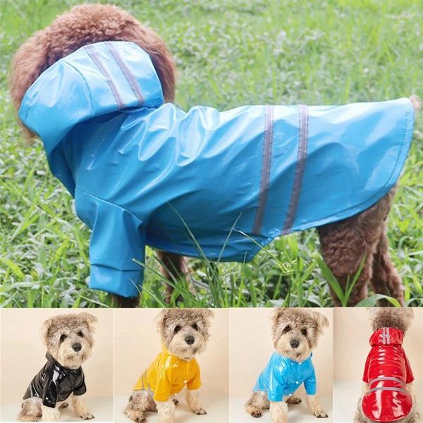 Hundekleidung Haustier kleiner Regenmantel PU Reflektierende wasserdichte Kleidung mit Kapuze-Ankämmen Regenbekleidung für mittelgroße Hunde Teddy Chihuahua S-XL