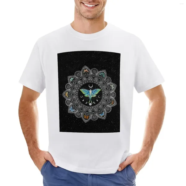 Polos R Moth Mandala com camiseta de fundo personaliza roupas estéticas masculas grandes e altas camisetas