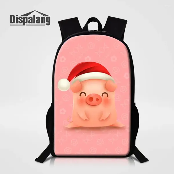 Рюкзак Cartoon Pink Piggy Print Girls Boys School Sacks Light для средних учеников детские сумки туристическая багпак