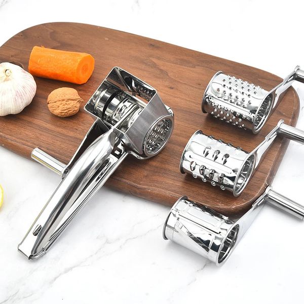 Holoom Slicer Slicer de queijo aço inoxidável 4 tambores Blades Cutter Cuttador de queijo rotativo Gadgets de cozinha de manteiga de queijo 240407