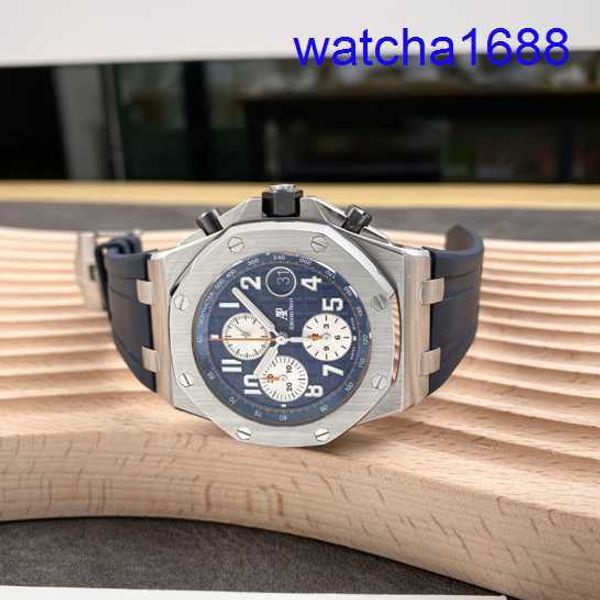 Swiss AP Wrist Watch Royal Oak Offshore Series Precision Steel Automático Mechanical MENS 26470SO TEMPO LUZULO RESPONSAR 26470STOO.A027CA.01 Blue Plate