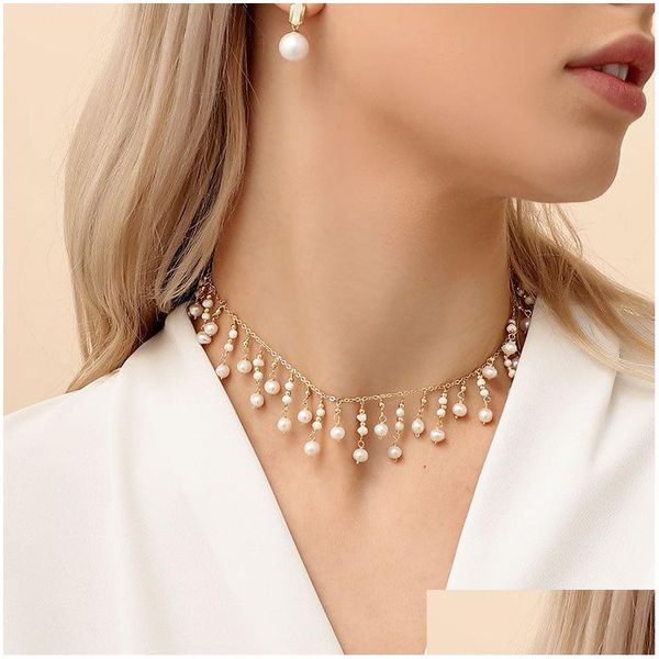 Stränge Saiten Glseevo natürliches Süßwasser kleine Perlenhalskette für Frauen Engagement Quaste Kette Choker Fine Schmuck Drop Lieferung OTCGF