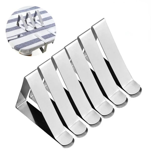 6pcs Home aço inoxidável Toca de mesa de aço Cobrigem clipes anti-toques de toalha de tábua