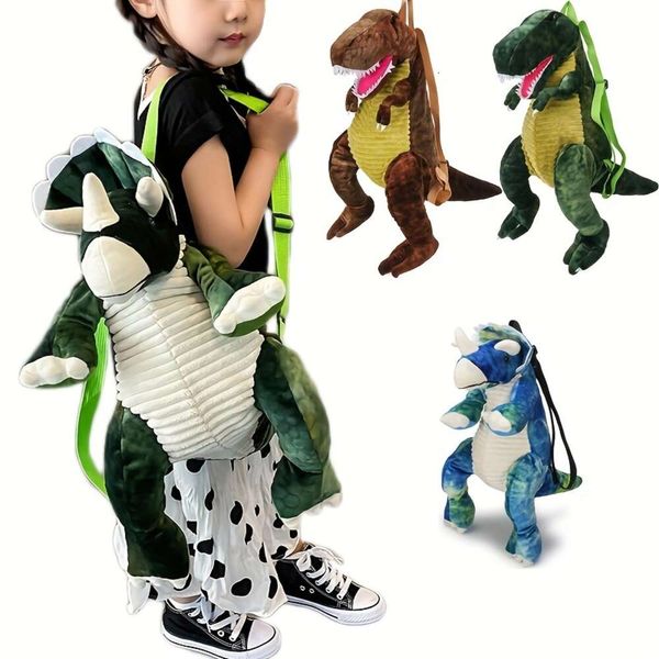 Plüsch T-Rex-Rucksack für Kinder Dinosaurier-Tasche für Kinder mit verstellbaren Trägern Dinosaurierkostümzubehör für Jungen und Mädchen