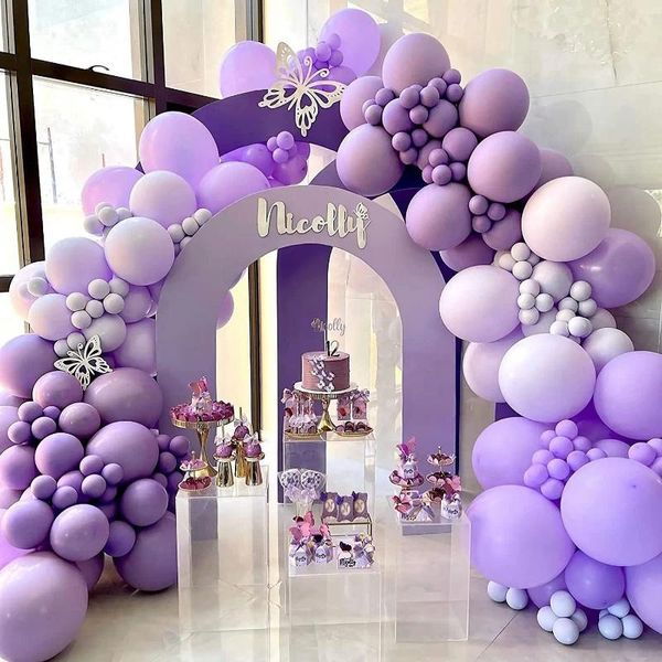 Decoração de festa 134pcs lavanda roxa balão lilás latex wreath arch arch para o ano de formatura ano