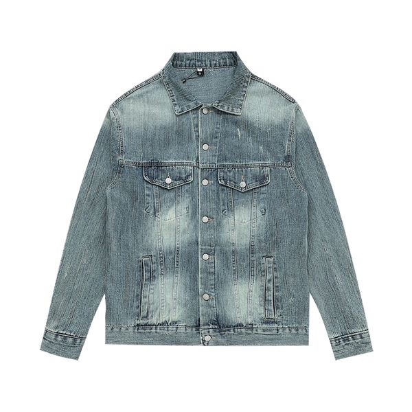 Stilvoller Designer Rücken Strassbrief Denim Jacke Herbst Winter Männer lässige Vintage Wäsche Wäsche Street -Jeans -Schichten 24SS 0417