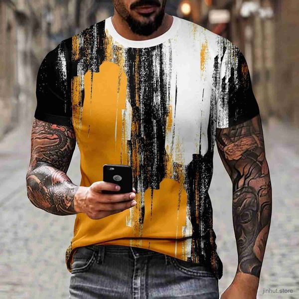 T-shirt maschili Maglietta a maniche corte ogni giorno alla moda per andare in vacanza per le strade del patchwork a getto