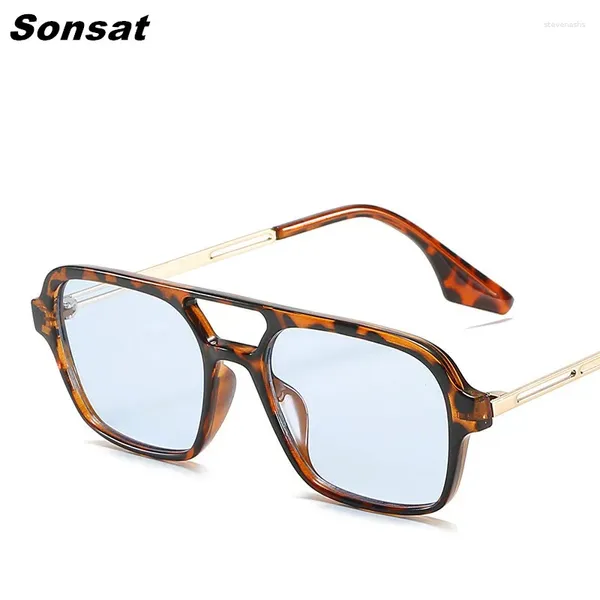 Óculos de sol 2024 homens quadrados homens homens delgados gradientes lentes liga metal moldura designer de luxo de luxo da moda óculos