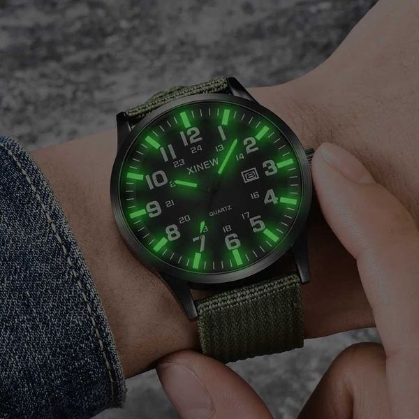 BCZN Wristwatches Round Dial Dial Nylon Strap Men Boy Militar Exército Militar Date Quartz Wrist Watch Gift Relogio Masculino Relloj Hombre D240422