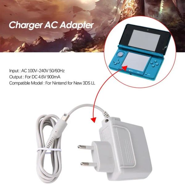 Кабели для адаптера AC AC Nintendo AC Adapter Adapter Eu Зарядное устройство 100V240V Адаптер питания для Nintendo 3DS Charger XL 2DS DS DSI US Plug Apdapter Switch