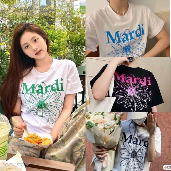 Yüksek kaliteli Mardi T-Shirt Daisy Altın ve Gümüş Aynı Stil Yaz Kısa Kollu Mektup Gevşek Baskı 2024 Yeni Batı Stil Erkek Kadın Tişört Louies Vuttion 231