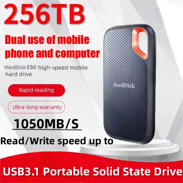 Muhafaza Sabit Disk Mobil SSD E60 1TB 2TB 256TB USB 3.1 HD Dizüstü bilgisayar için harici PS5 Mobil Sabit Disk HDD Depolama Aygıtları Disko Duro