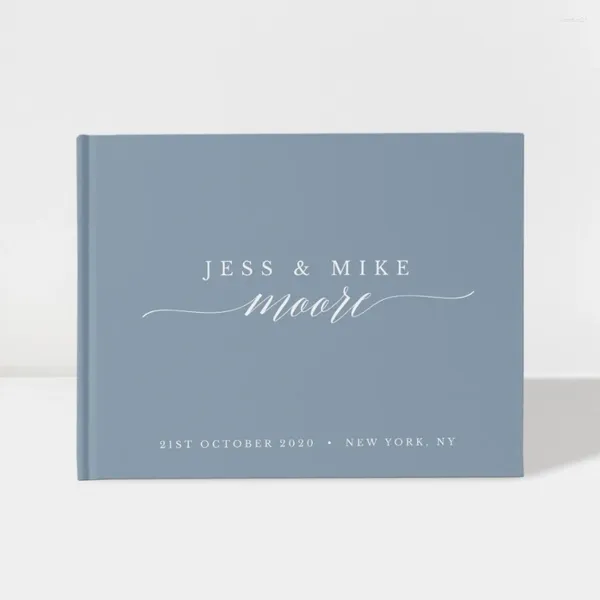 Партийные принадлежности для свадебной гостевой книги |Пыльный синий и белый 50 листов бумажного цвета. Доступный дизайн: 004