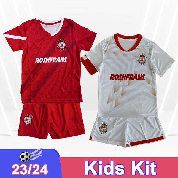 23 24 Deportivo Toluca Fernandez Kids Kit Fußball Trikots Gonzalez Alvarez Ortega L.Garcia Baeza Home Away Football Hemden Kinder Kurzarm Uniformen