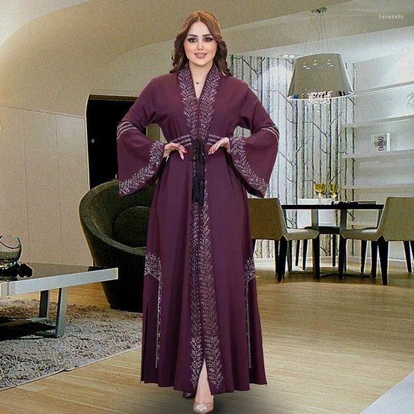 Etnik Giyim Gelinlik Kadınlar İçin Dubai Zarif Müslüman Abaya Parti Elbise Uzun Kollu Abayas İslam Kaftan Arap Robe Vestidos