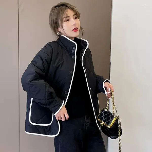 Damengrabenmäntel Herbst und Winterjacke Frauen Rhombus Stand Collar Xiaoxiangfeng Thin Light Short Style Down Koreanische Version
