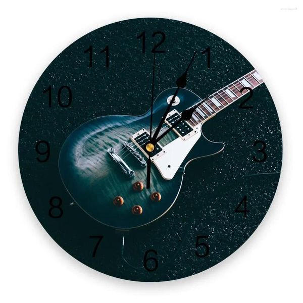 Chitarra per orologi da parete sul design del pavimento silenzioso arredamento per ufficio per la casa per la cucina grande 25 cm