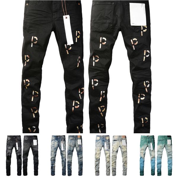 Marchio jeans viola con tag for uomini pantaloni pantaloni impilati ricami strappati per le dimensioni di tendenza donne giovani strappato jeans viola vintage in vendita jeans magri neri rip