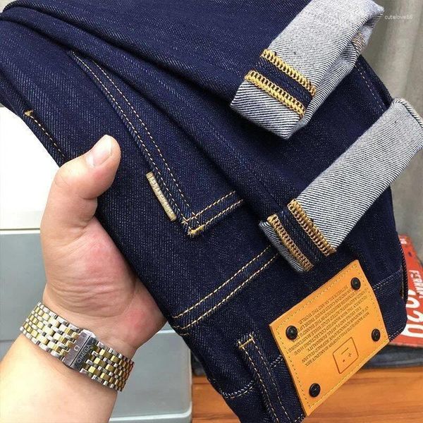 Jeans de jeans masculino Primária cor de alta qualidade moderna de qualidade simples versátil estilo coreano trecho slim fit skinny lavado calças compridas