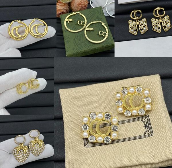 Designer Luxus g Brief Gold Hoop Ohrringe für Lieben Frauen Mädchen Ohrstifte Set Schmuck Ohrring Valentinstag Geschenk Engagement für Braut