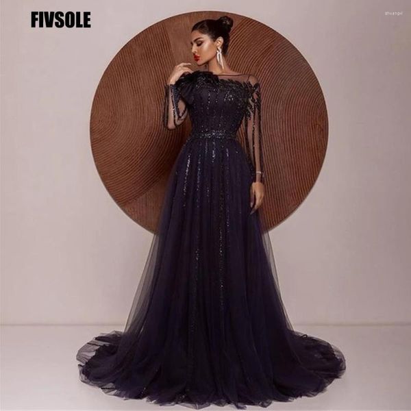 Vestidos de festa FIVSOLE TULLE ELEGENTE NEGRA NEGRA NOVIDADE PARA MULHERES MANEIRAS CAPA DUBAI VIDOS FORNES GLITTER LEECHES PROM