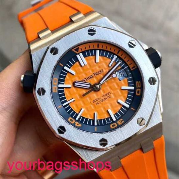 AP Titanium Watch Watch Royal Oak Offshore Series Серия автоматического механического погружного водонепроницаемого стального резинового ремня Дата Дисплей мужской часы 15710ST.OO.A070CA.01