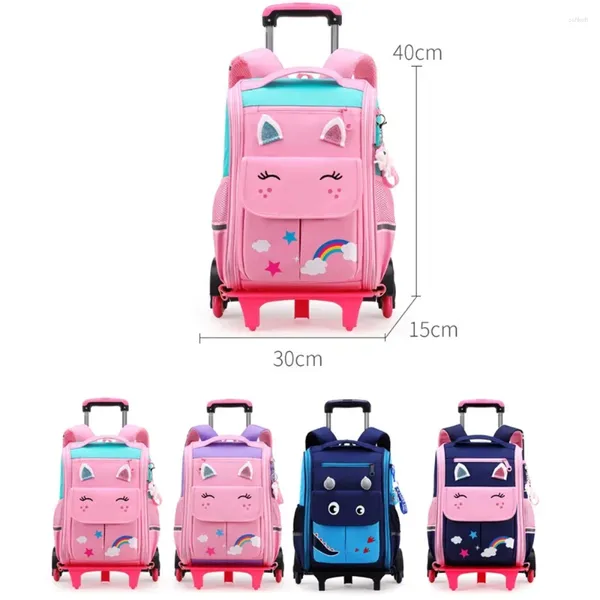 Школьные сумки мультипликационные рюкзаки для девочек катящиеся ученики с колесами подростки для детских путешествий