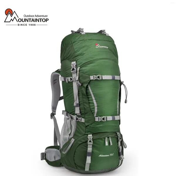 Rucksack Mountaintop 70L Wanderrahmen mit YKK Reißverschlüssen und Regenabdeckung