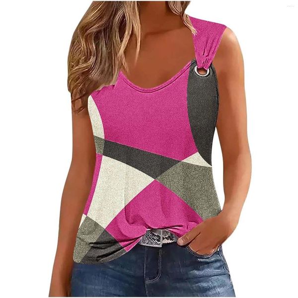 Frauen Tanks Damen Tank Top v Hals Basic bedruckte lässige fließende sommerhimmellose tiefe Seitengeschnittene Tops für Frauen Camisas e Blusas