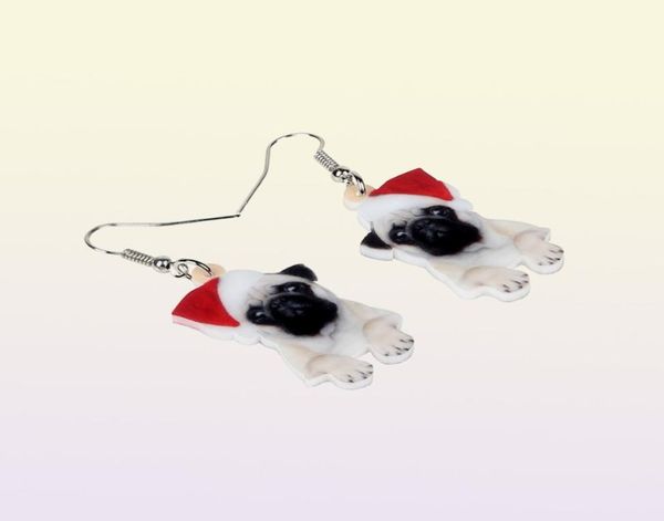 Dangle Kronleuchter Acryl Weihnachtsfest süßer Mopshund Ohrringe Drop niedliche Haustiere Geschenk Frauen Mädchen Teens Kid Festival Charms Dekoration B8780402