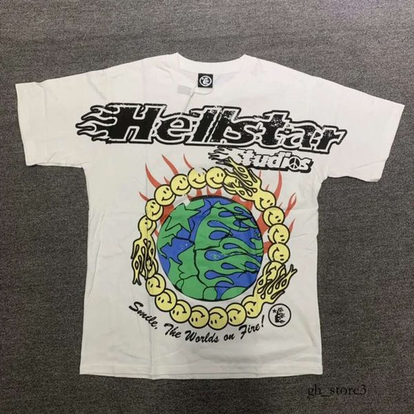 Shirt a stella da inferno rosa Hellstar maglietta designer magliette da uomo graphic tee Hellstar camicia da uomo a manica corta magliette a maniche corte Hellstar Studios Earth Stampa hip-hop 810