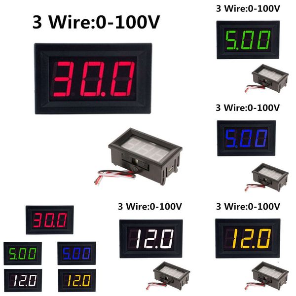 6V 24V Elektromobil Motosiklet Araç 0.56 '' için yeni 3 Tel DC 0V ila 30V Dijital Voltmetre Voltaj Paneli Ölçer ''