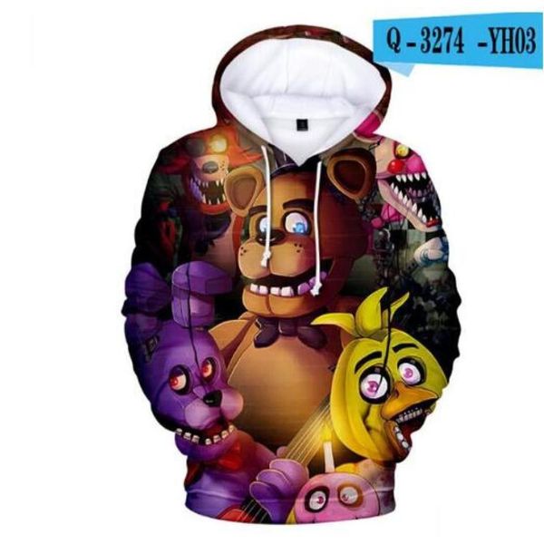 Moletons moletons outono impressão 3d cinco noites no moletom de Freddys para meninos meninas fnaf bebê fantasia esporte teen sport de manga longa tshirts31 otywr