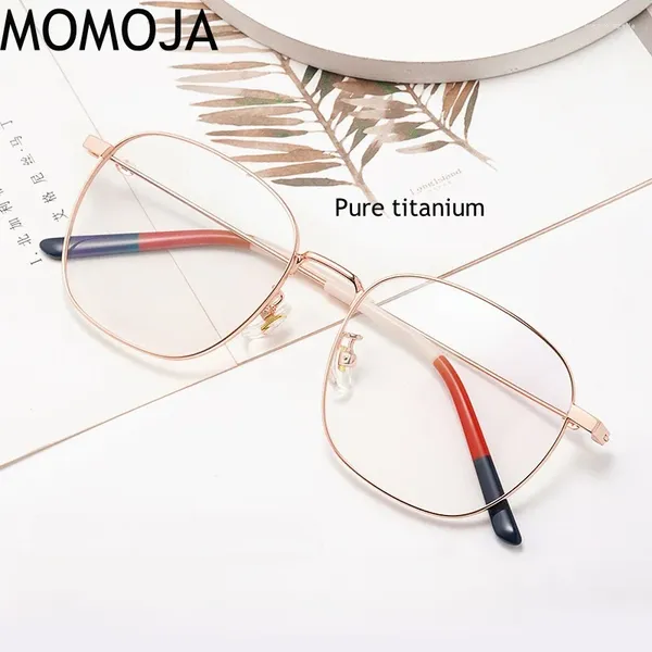Óculos de sol enquadram puro titânio Óculos de titânia moldura retro poligonal Ultra Light Feminino Moda de prescrição óptica de prescrição para homens