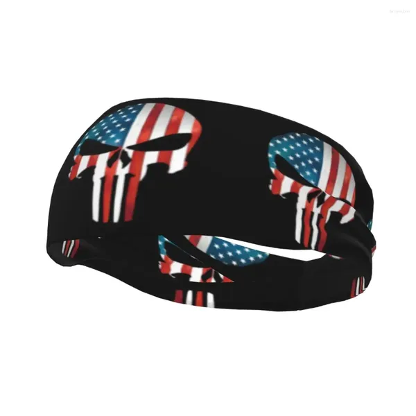 Berets American Flag Skeleton Cunishers Skull Headds Men Women Women Slip Moisture Wicking Athletic Sweband для бега