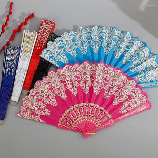 Dekorative Figuren Chinesische Stofftuch Klappern Fan Art Craft Handy Handhand klassische Tanz Hochzeit Party Po Requisiten Sommerkühler Wohneinheimische Dekorat