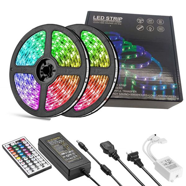 Luci di striscia a LED RGB SMD5050 DC12V Colore Modifica Kit Light Light LED Flexible Modifica strisce di illuminazione multicolore con 44 tasti per TV LL