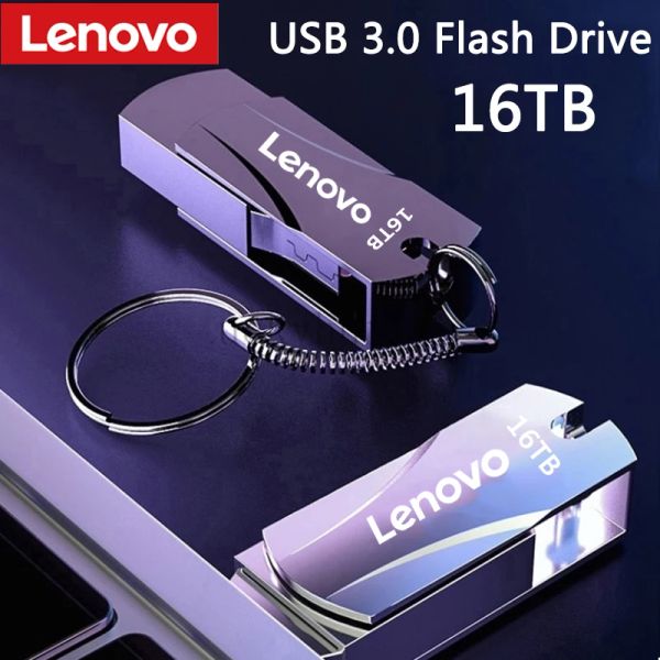 Adaptör Lenovo 16TB USB 3.0 Kalem Sürücüsü 8TB 4TB Yüksek Hızlı Transfer Metal Taşınabilir Mini SSD Pendrive U Disk Flash Flash Memoria USB Stick