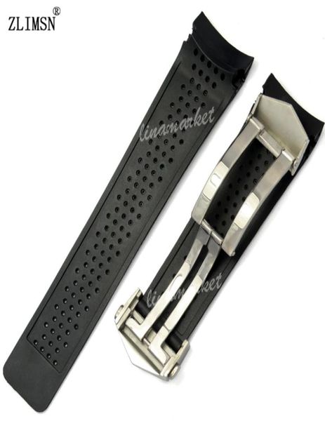 Смотреть группу Zlimsn Sport Watch Bands 22 -мм 24 -мм часовых полосов чернокожих силиконовых резиновых отверстий для часовых ремешков Black Golden Watchban2970002