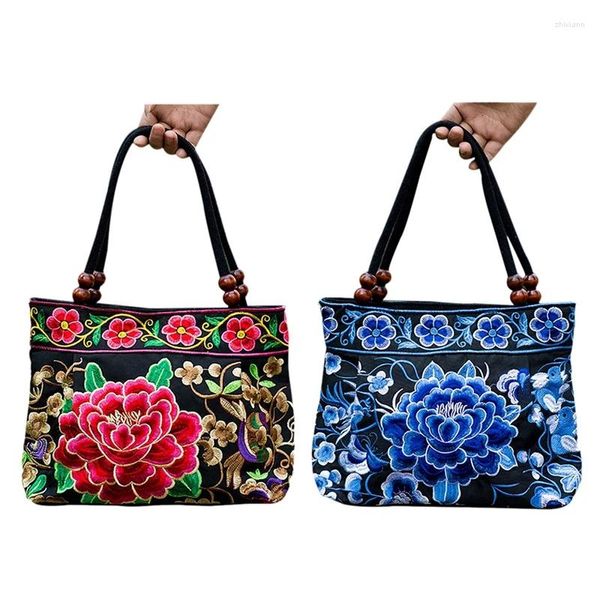 Totes 2pcs de estilo chinesa bolsa feminina bordado bordado étnico moda de verão artesanal ladies ttete saco de ombro