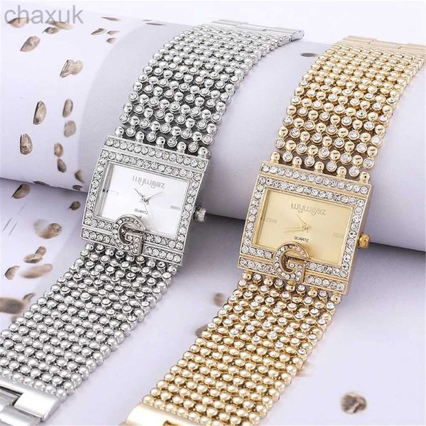 Aparentemente os relógios de pulso Luxo Casual Women Square Bracelet Full Watch Watch Analog Quartz Movement Wrist Watches Ladies D240417