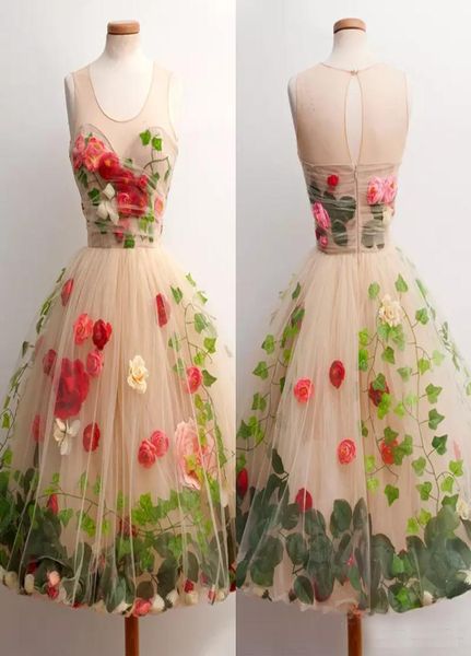 Niedliches Ballkleid Rose Blume Cocktail Party Kleid 2018 Couture Knie Länge Graduierungskleid für Teenager Vestido de Formatura HOMECIMMIMIME1563799