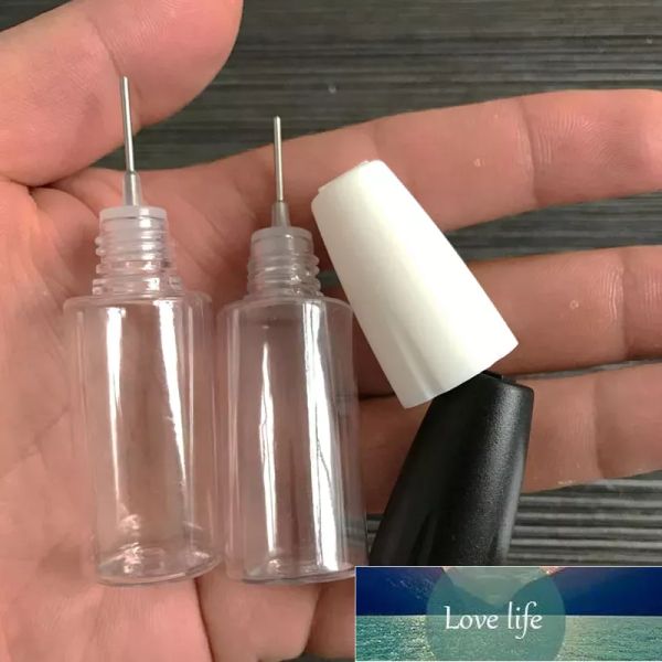 Moda nuove bottiglie di contagocce in plastica da 10 ml con punte di metallo a bottiglia ago vuoto contenitore in plastica in plastica per succo