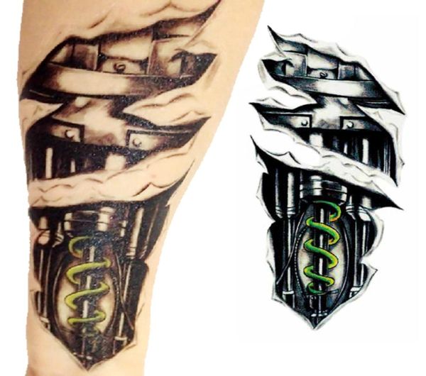 3D grandes tatuagens temporárias de tatuagens à prova d'água Arm mecânico Fak Men temporário Tattoo Sticker Body Art Removable Z47157709