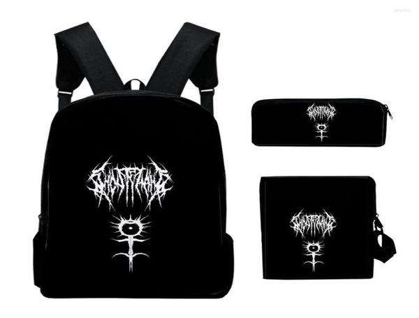 Backpack Ghostemane Merch Cosplay Conjunto 3 peças Meninas Bolsa Escola Bola Crossbody Lapish Caso Crianças Laptop Daypack2198521