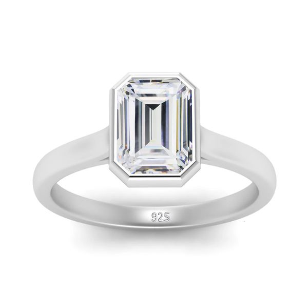 Madison Audury Rings for Women Emerald Cut 925 Silver Pass Diamond Anniversario di matrimonio Gifts Solitaire Luxury Jewelry 240417